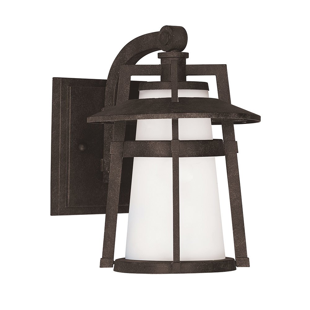 Outdoor Wall Lantern in Adobe with Satin White Glass