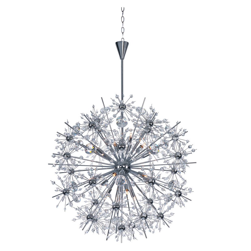 18 Light Chandelier in Polished Chrome with Beveled Crystal Glass
