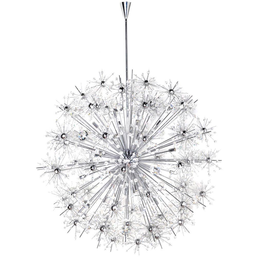40 Light Chandelier in Polished Chrome with Beveled Crystal Glass