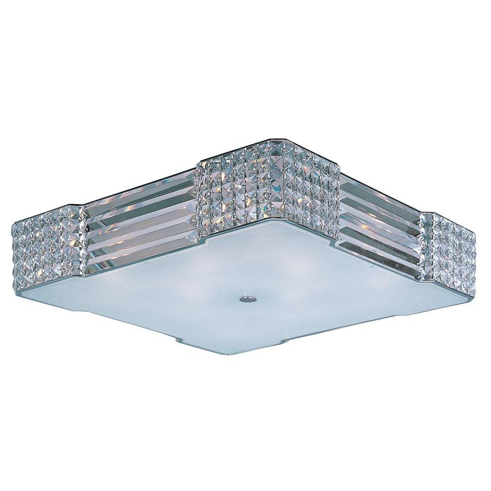 8 Light Flush Mount in Polished Chrome with Beveled Crystal Glass