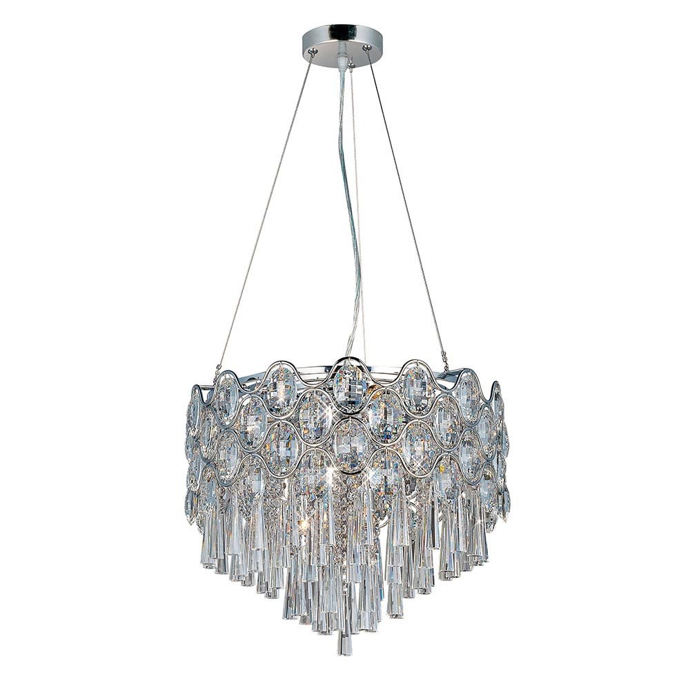 18" 12-Light Single Pendant in Polished Chrome with Beveled Crystal
