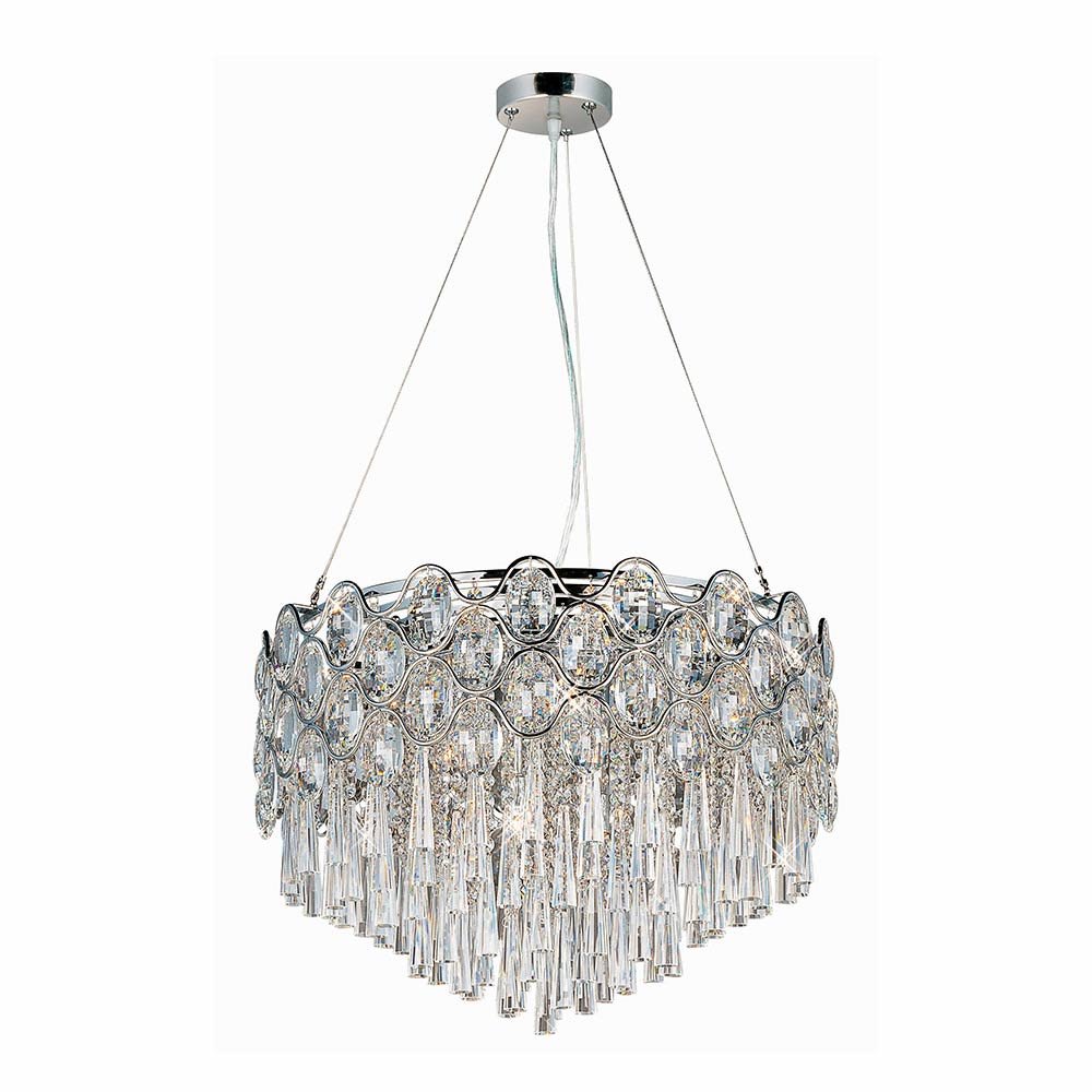 22" 20-Light Single Pendant in Polished Chrome with Beveled Crystal