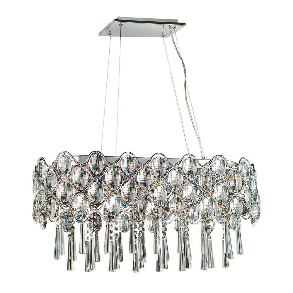 28" 19-Light Single Pendant in Polished Chrome with Beveled Crystal