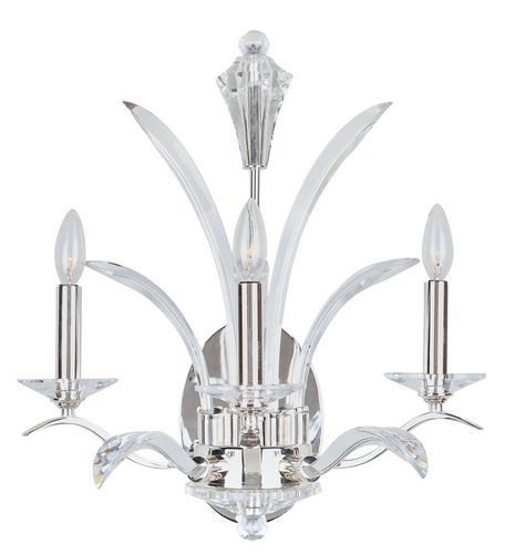 18" 3-Light Wall Sconce in Plated Silver with Beveled Crystal Glass