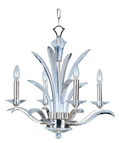 22" 4-Light Chandelier in Plated Silver with Beveled Crystal Glass