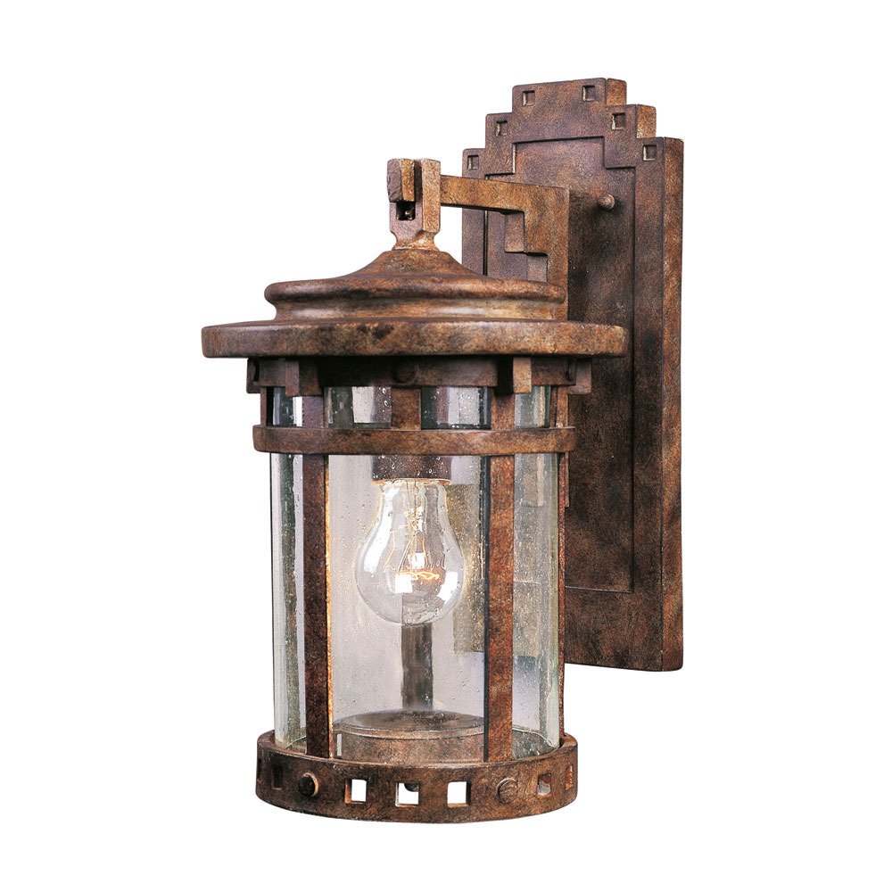 7" 1-Light Outdoor Wall Lantern in Sienna with Seedy Glass