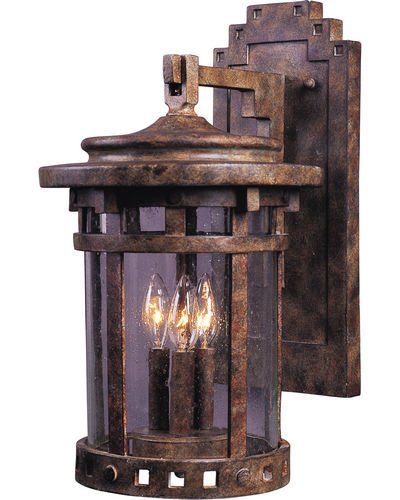 9" 3-Light Outdoor Wall Lantern in Sienna with Seedy Glass