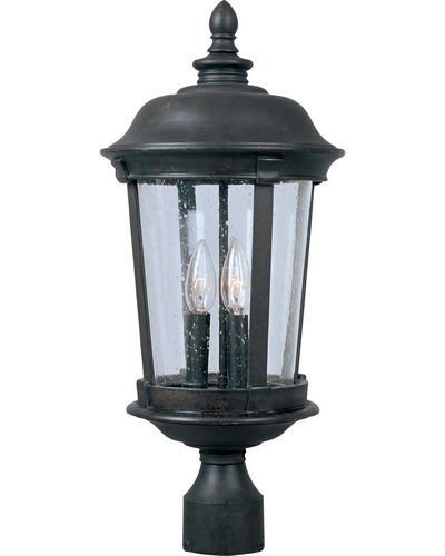 10" 3-Light Outdoor Pole/Post Lantern in Bronze with Seedy Glass