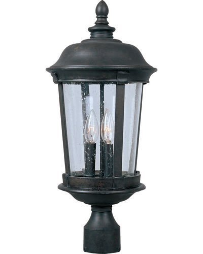 12" 3-Light Outdoor Pole/Post Lantern in Bronze with Seedy Glass