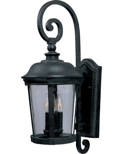 12" 3-Light Outdoor Wall Lantern in Bronze with Seedy Glass
