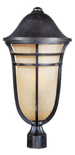 11 1/2" 1-Light Outdoor Pole/Post Lantern in Artesian Bronze with Mocha Cloud Glass