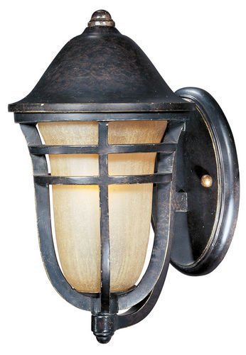 7" 1-Light Outdoor Wall Lantern in Artesian Bronze with Mocha Cloud Glass