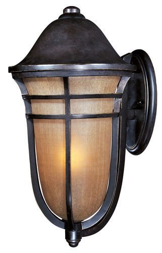 13" 1-Light Outdoor Wall Lantern in Artesian Bronze with Mocha Cloud Glass