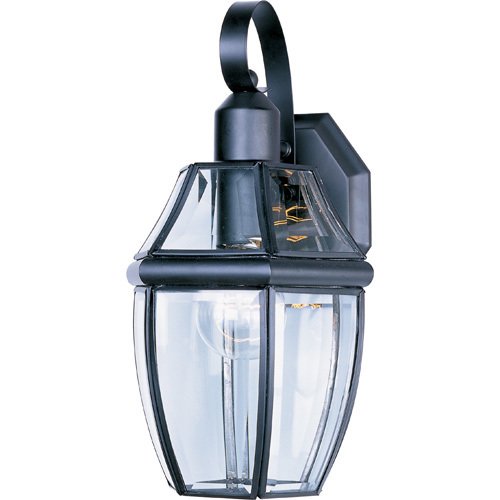7" 1-Light Outdoor Wall Lantern in Black with Clear Glass