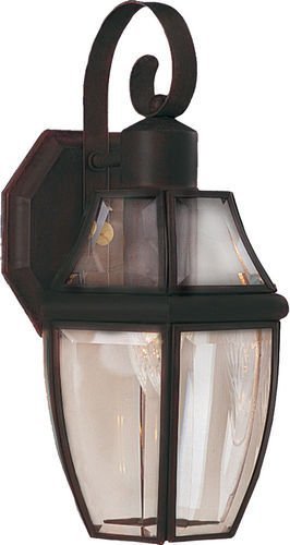 7" 1-Light Outdoor Wall Lantern in Burnished with Clear Glass