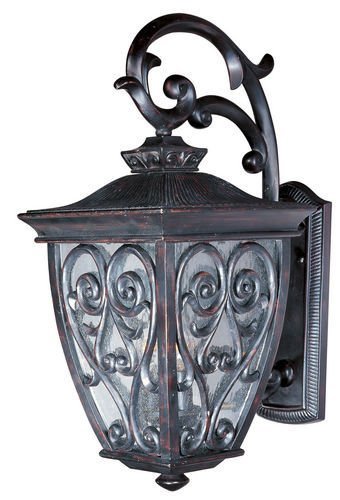 8" 3-Light Outdoor Wall Lantern in Oriental Bronze with Seedy Glass