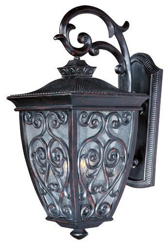 13" 3-Light Outdoor Wall Lantern in Oriental Bronze with Seedy Glass