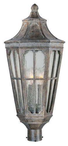 11" 3-Light Outdoor Pole/Post Lantern in Sienna with Seedy Glass