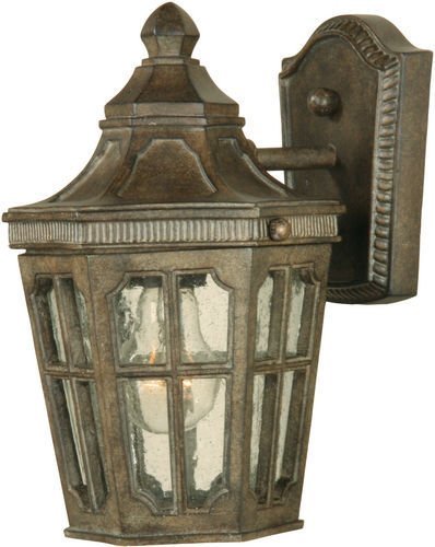 7" 1-Light Outdoor Wall Lantern in Sienna with Seedy Glass