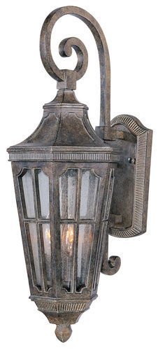 8 1/2" 2-Light Outdoor Wall Lantern in Sienna with Seedy Glass