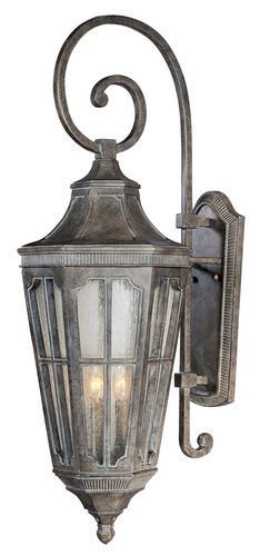 12 1/2" 3-Light Outdoor Wall Lantern in Sienna with Seedy Glass