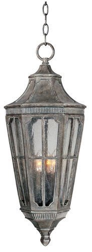 12 1/2" 3-Light Outdoor Hanging Lantern in Sienna with Seedy Glass