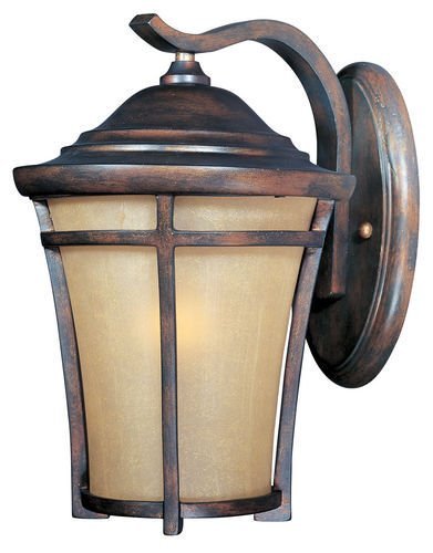 7 1/2" 1-Light Outdoor Wall Lantern in Copper Oxide with Golden Frost Glass