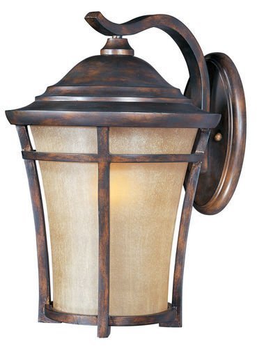 12" 1-Light Outdoor Wall Lantern in Copper Oxide with Golden Frost Glass