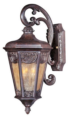 9 1/2" 3-Light Outdoor Wall Lantern in Colonial Umber with Night Shade Glass