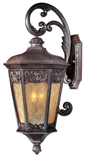 13 1/2" 3-Light Outdoor Wall Lantern in Colonial Umber with Night Shade Glass
