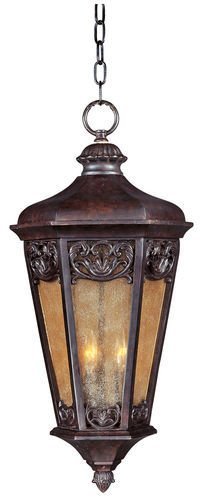 13 1/2" 3-Light Outdoor Hanging Lantern in Colonial Umber with Night Shade Glass