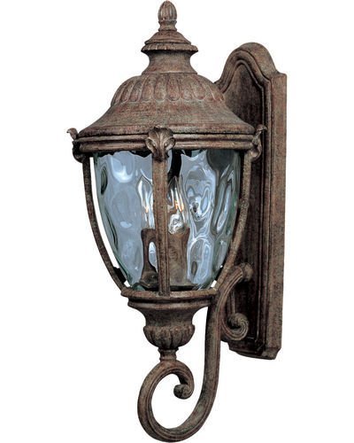 10 1/2" 3-Light Outdoor Wall Lantern in Earth Tone with Water Glass