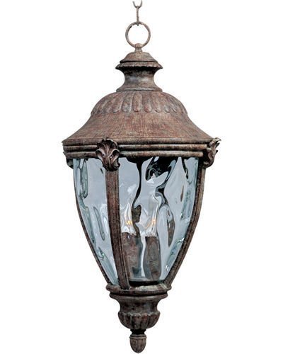 10 1/2" 3-Light Outdoor Hanging Lantern in Earth Tone with Water Glass