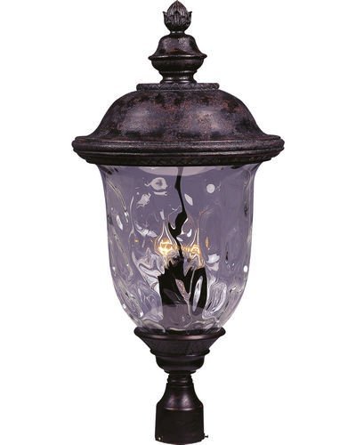14" 3-Light Outdoor Pole/Post Lan in Oriental Bronze with Water Glass