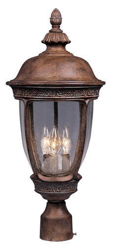 13" 3-Light Outdoor Pole/Post Lantern in Sienna with Seedy Glass