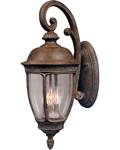 8" 3-Light Outdoor Wall Lantern in Sienna with Seedy Glass