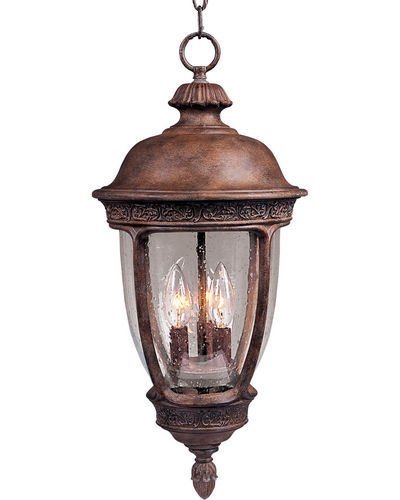 10" 3-Light Outdoor Hanging Lantern in Sienna with Seedy Glass