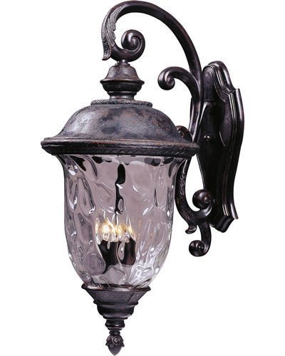 14" 3-Light Outdoor Wall Lantern in Oriental Bronze with Water Glass
