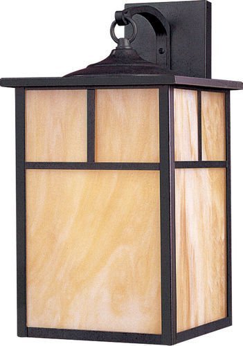 9" 1-Light Outdoor Wall Lantern in Burnished with Honey Glass