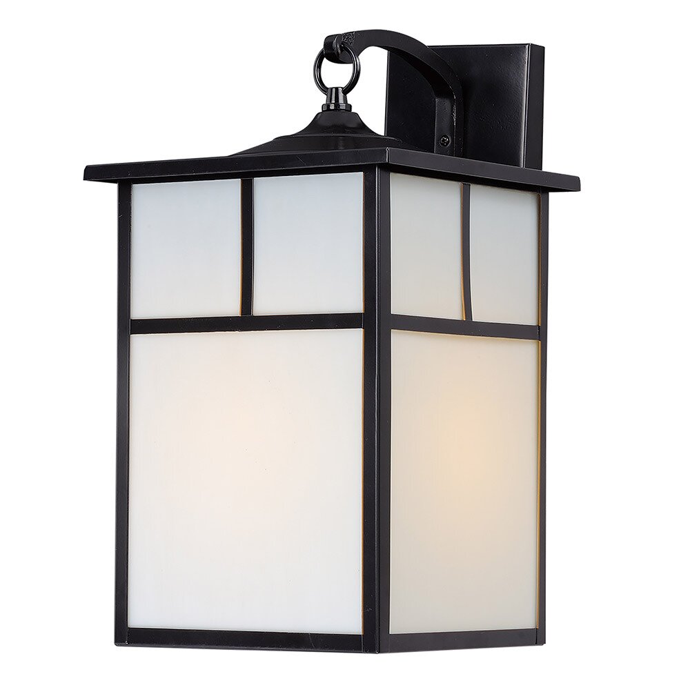 9" 1-Light Outdoor Wall Lantern in Black with White Glass