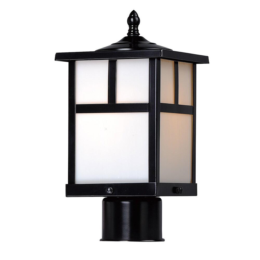 6" 1-LT Outdoor Pole/Post Lantern in Black with White Glass