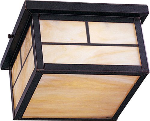 9" 2-Light Outdoor Ceiling Mount in Burnished with Honey Glass