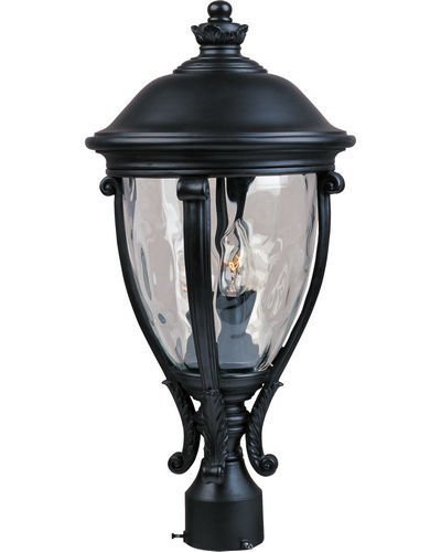11" 3-Light Outdoor Pole/Post Lantern in Black with Water Glass