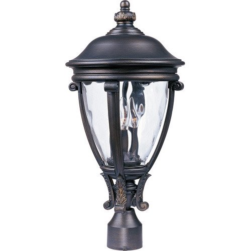 11" 3-Light Outdoor Pole/Post Lantern in Golden Bronze with Water Glass