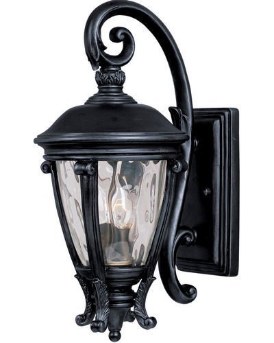 8 1/2" 2-Light Outdoor Wall Lantern in Black with Water Glass