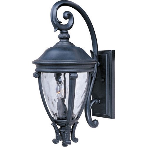 11" 3-Light Outdoor Wall Lantern in Black with Water Glass