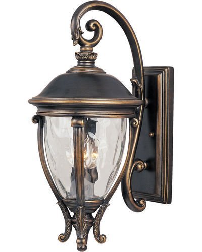 11" 3-Light Outdoor Wall Lantern in Golden Bronze with Water Glass