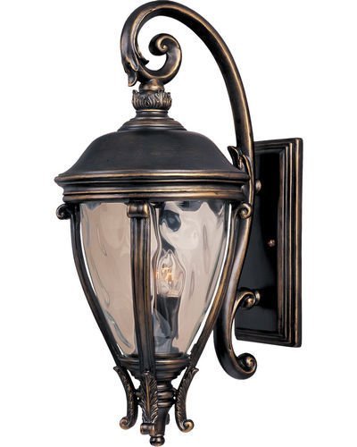 13" 3-Light Outdoor Wall Lantern in Golden Bronze with Water Glass