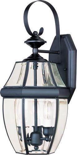 9 1/2" 3-Light Outdoor Wall Lantern in Black with Clear Glass