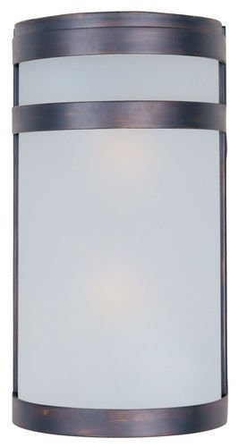 6 1/2" 2-Light Outdoor Wall Lantern in Oil Rubbed Bronze with Frosted Glass
